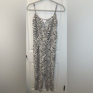 Parker 100% Silk Zebra Print Wrap Jumpsuit Size M